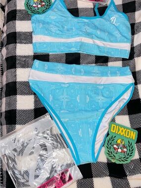 DIXXON Aqua & White High-Waist Bikini Set